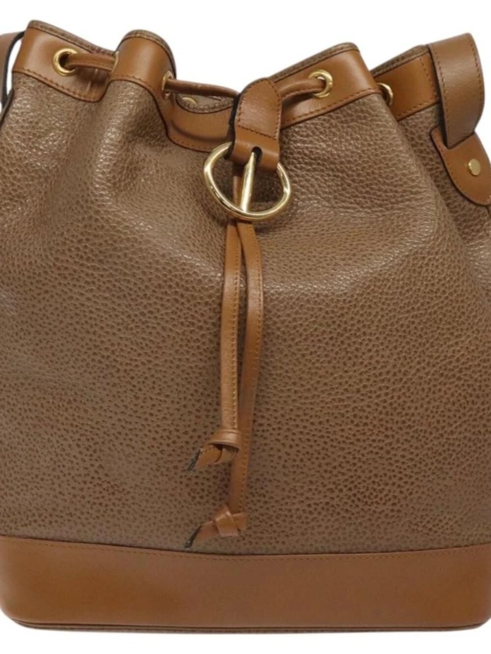 Christian Dior Shoulder Bag Leather Brown Gold Auth 119452